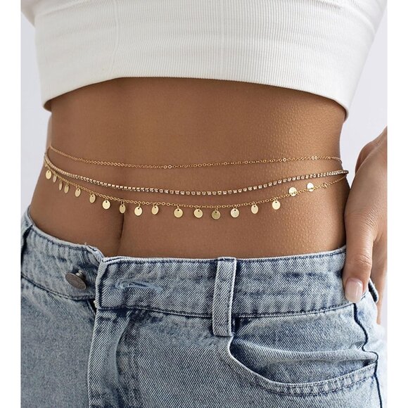 Women E2 Waist Chain Rhinestone Silver Bra Lingerie Bikini Top Lingerie Chain - Picture 2 of 3